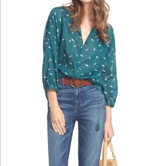 Madewell Tops - Madewell Tie-Neck Peasant Blouse in Fall Feathers
